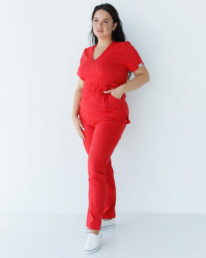 Медичний костюм жіночий Ріо червоний +SIZE 10